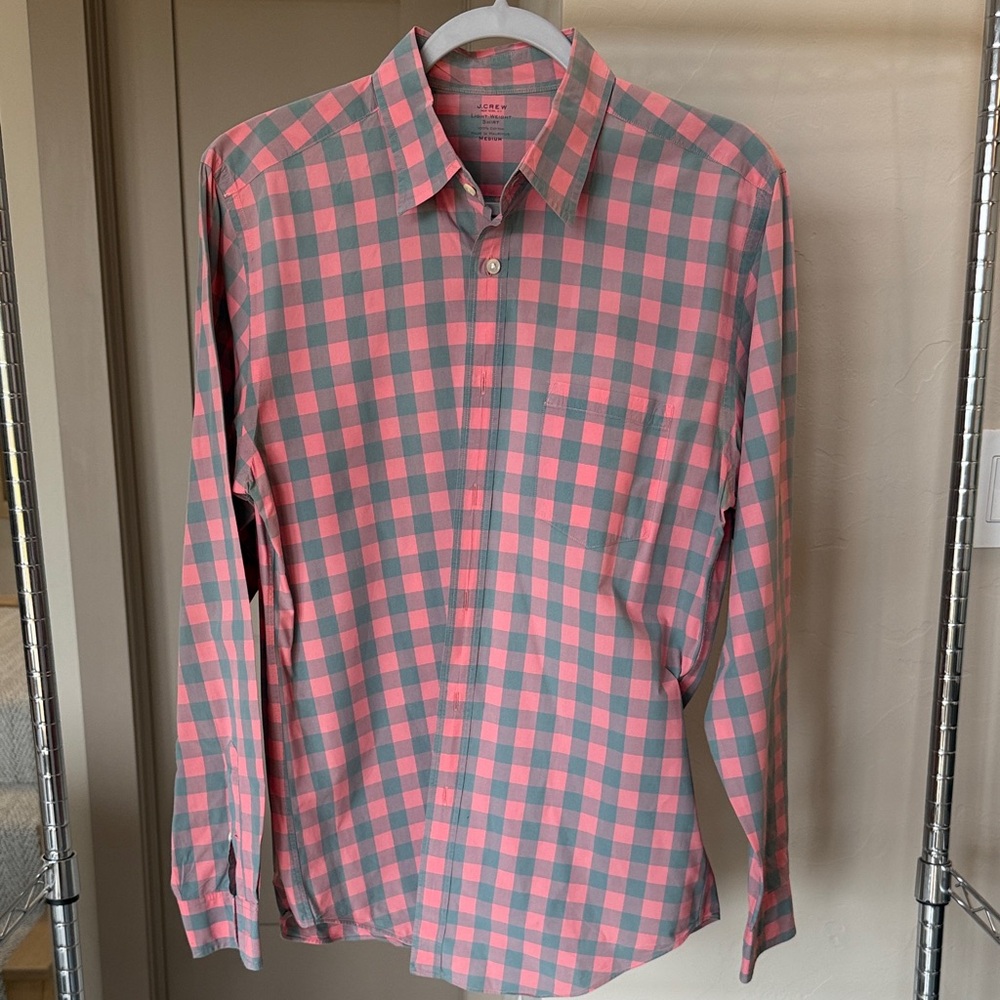 J. Crew Pink and Gray Green Men's Shirt